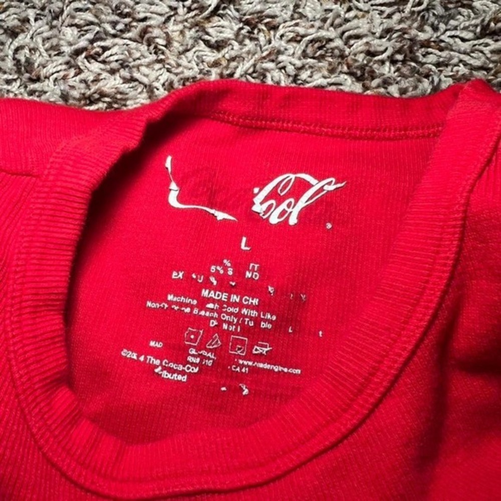 Coca-Cola I ❤️ Coke Ribbed Tank Top Red Graphic Y2K Inspired Size Large - Picture 3 of 6